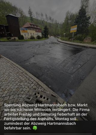 Achtung – Vollsperrung wird bis nä. Mittwoch verlängert. Wir bitten um Verständnis